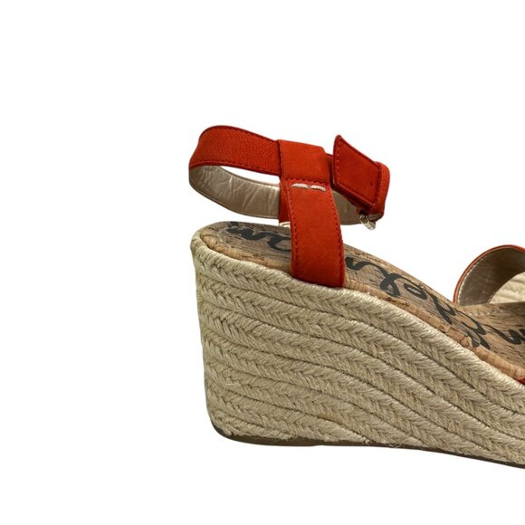 Sam Edelman Destin Orange Platform Espadrille Wedge Sandal women's size 8.5 - Picture 7 of 11